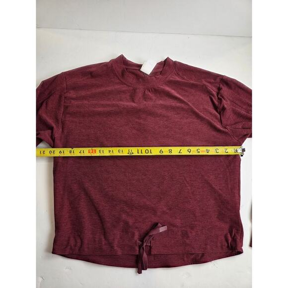 Lole Om Tech Crew Neck Top Burgundy Small Front Tie Athleisure - Picture 3 of 6